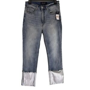 RACHEL Rachel Roy Juniors Straight-Leg Metallic Lotus Wash Jeans Pants Size 28